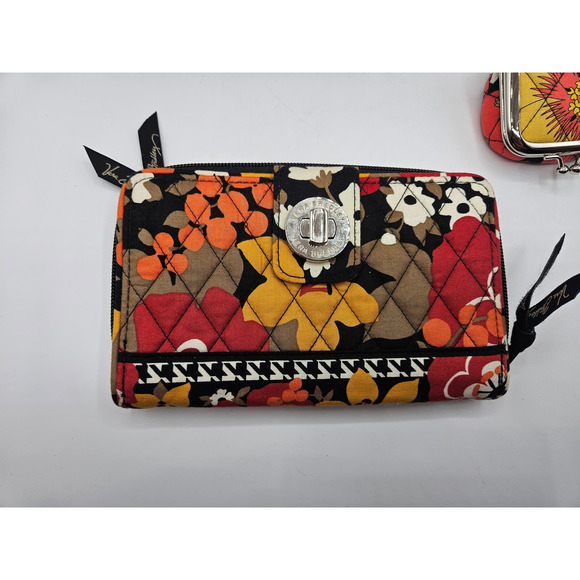 Vera Bradley Bittersweet Crossbody Bag, Wallet and Contact Case Set Orange Black - Picture 9 of 15